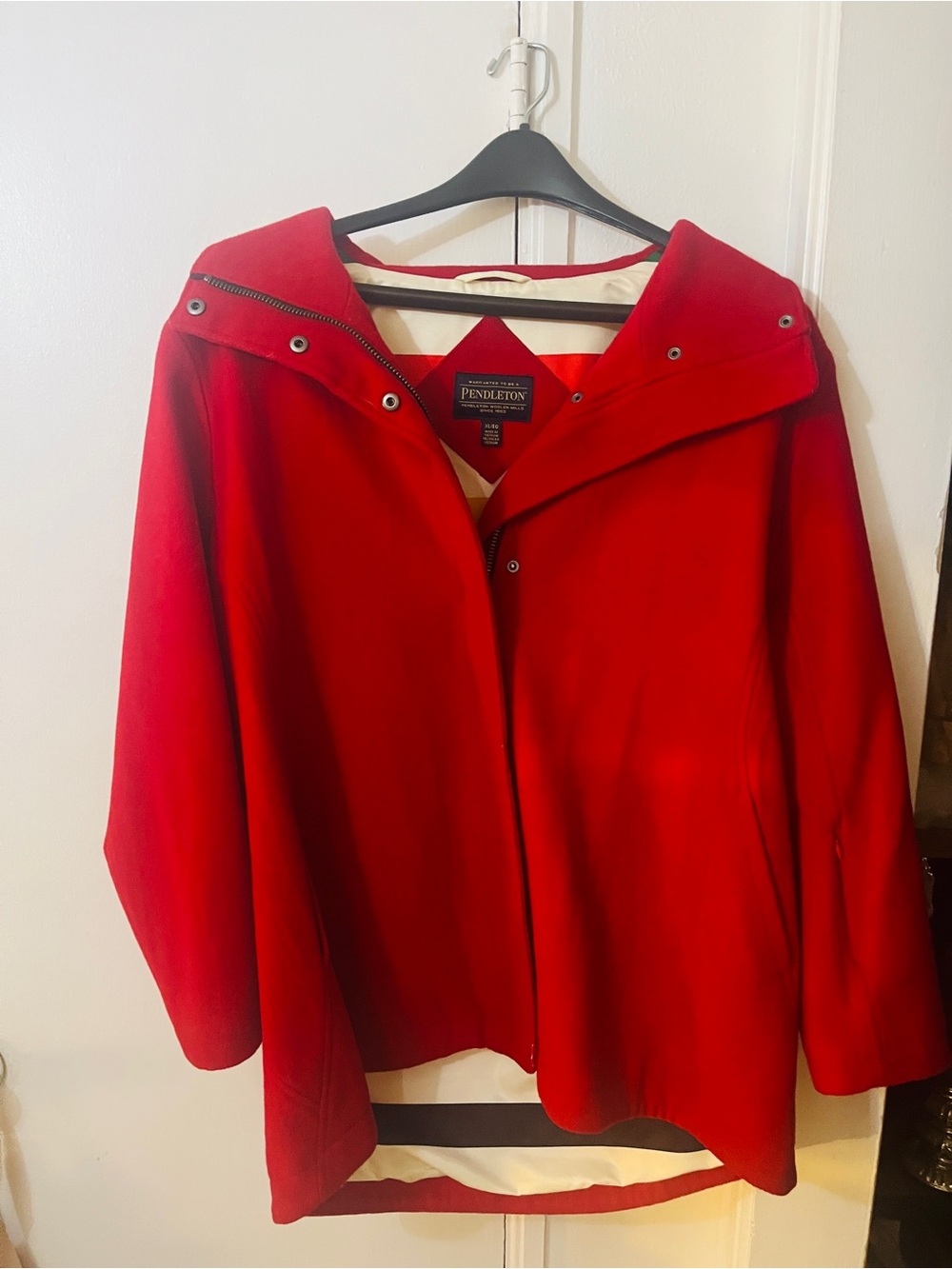 Pendleton Red Hooded Wool Cape Coat!